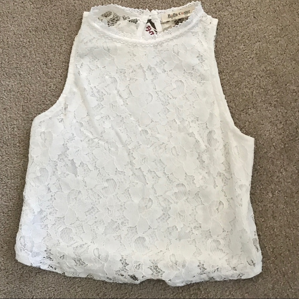 NWT white lace crop top