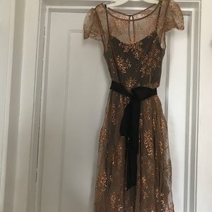 Moulinette Soeurs Black/Rose Gold Lace Dress
