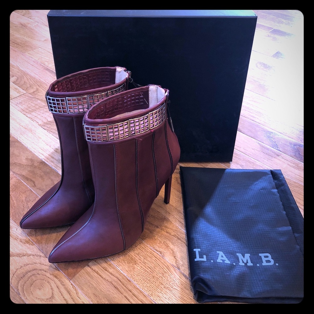 LAMB Burgundy Ankle Boots Size 8
