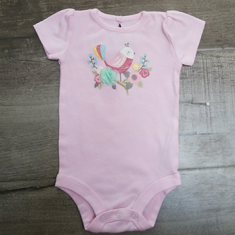 Adorable pink onesie with button back. 6 month