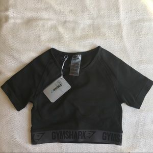 Gymshark Flex Crop Top Black Marl/Charcoal