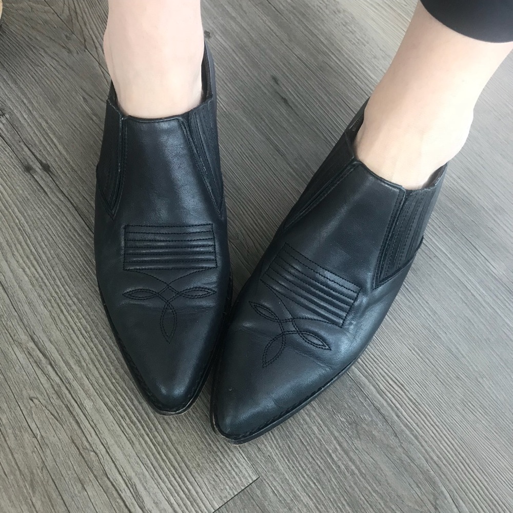 90s Guess Western Style Ankle Booties Black 8