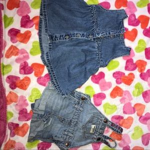Jean dress and jean overalls