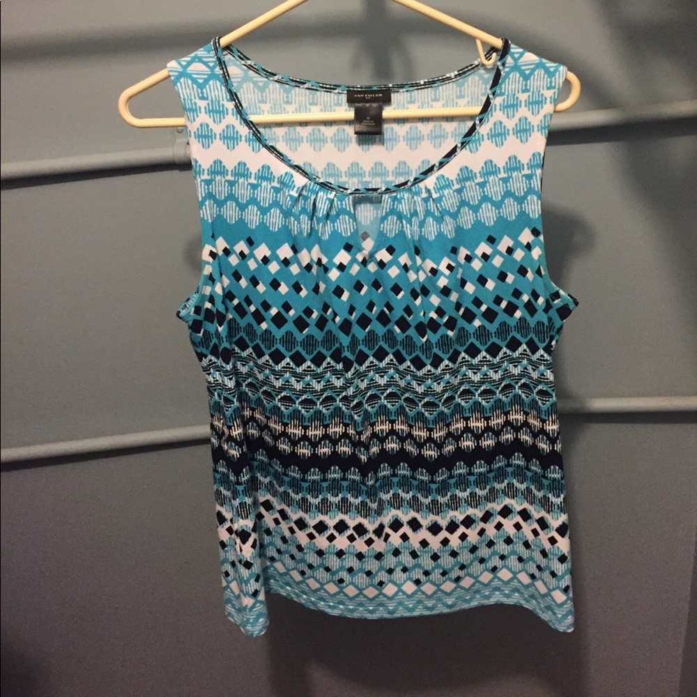 Ann Taylor Blue Patterned Tank