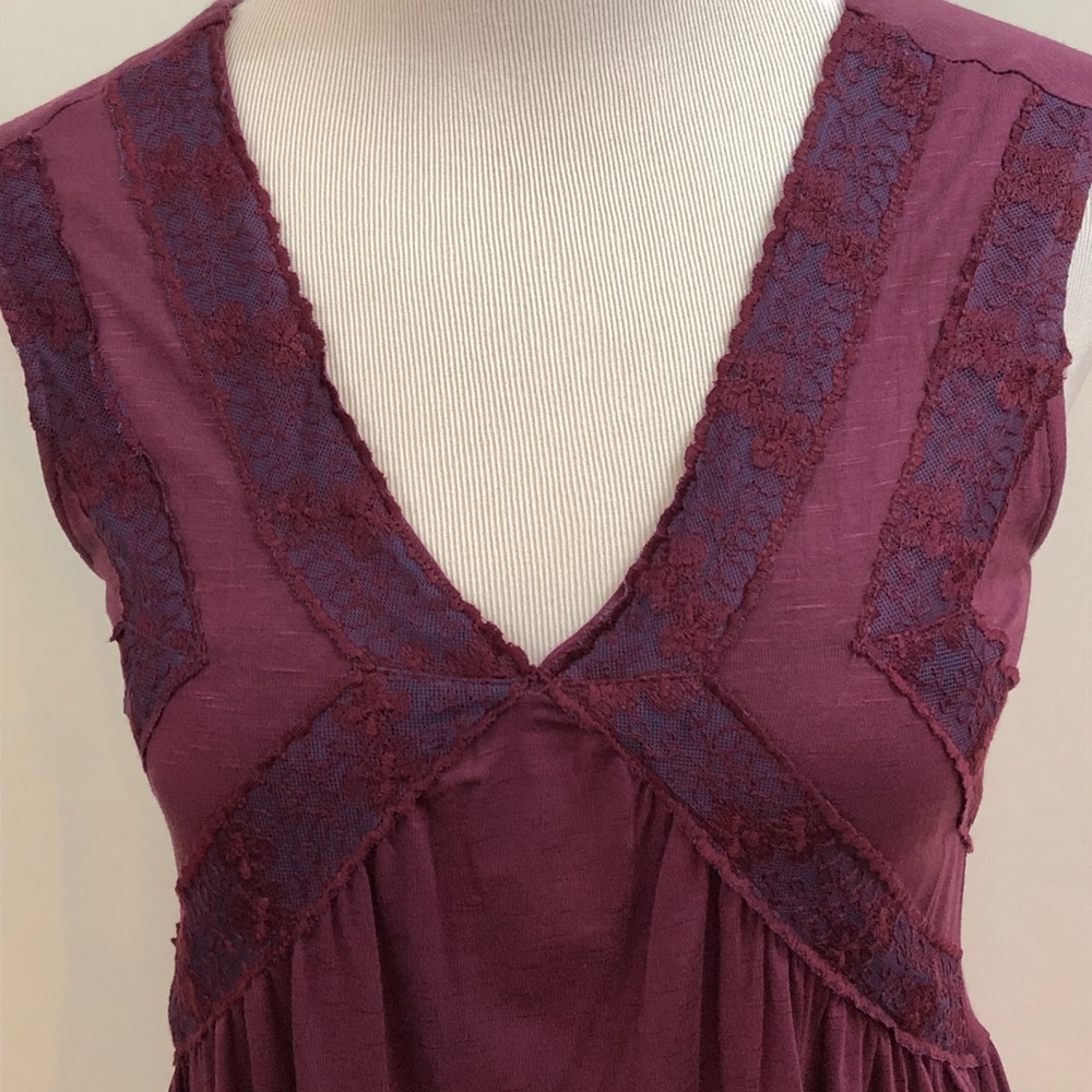 Plum Chevron Lace Tank Top