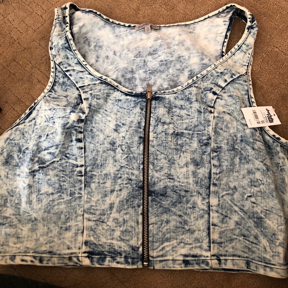Charlotte Russe acid wash denim crop top