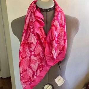 Large Pink Coach Silk Scarf 27X27 NWT
