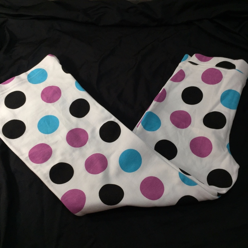 Girls Polka Dot Bell Bottom Warm Up Pants Sz 8