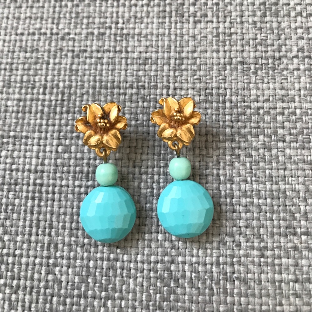 Gold floral drop earrings