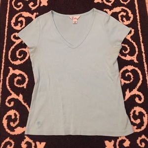 Lilly Pulitzer aqua V neck Capsleeve T/gently worn
