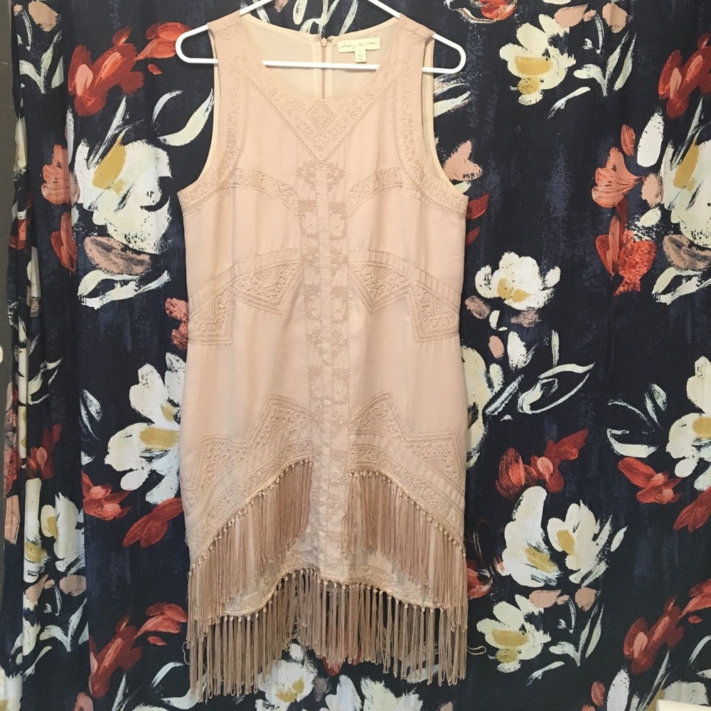 Urban outfitters nude fringe dress