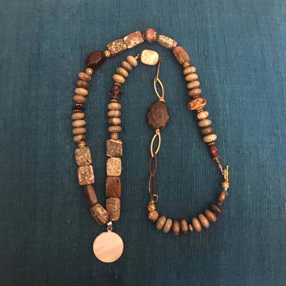 Stone and gold beaded necklace