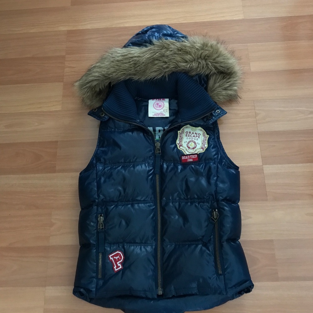 SOLD! VS Pink Navy vest jacket size XS
