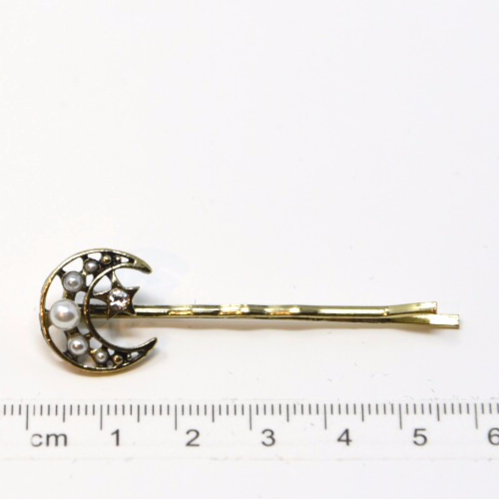 NEW Set of 3 Vintage Looking Bobby Pins Set - Moon - Picture 2 of 6