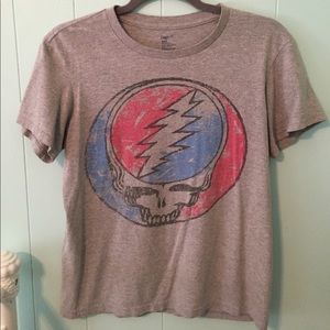 VINTAGE GRAY, BLUE/RED GRATEFUL DEAD BAND TEE