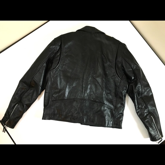 Leather BIKER Jacket MOTORCYCLE Coat ROCKABILLY 48 - Picture 4 of 5