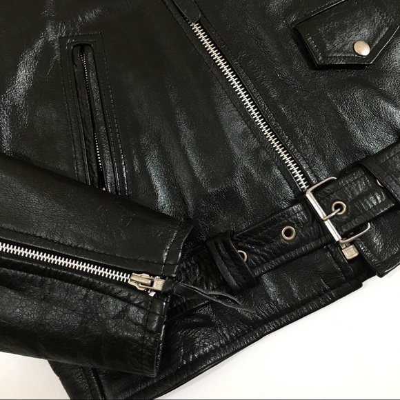 Leather BIKER Jacket MOTORCYCLE Coat ROCKABILLY 48 - Picture 5 of 5