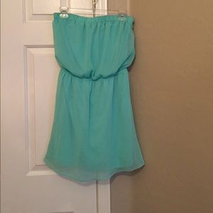 Turquoise Strapless Dress from Express