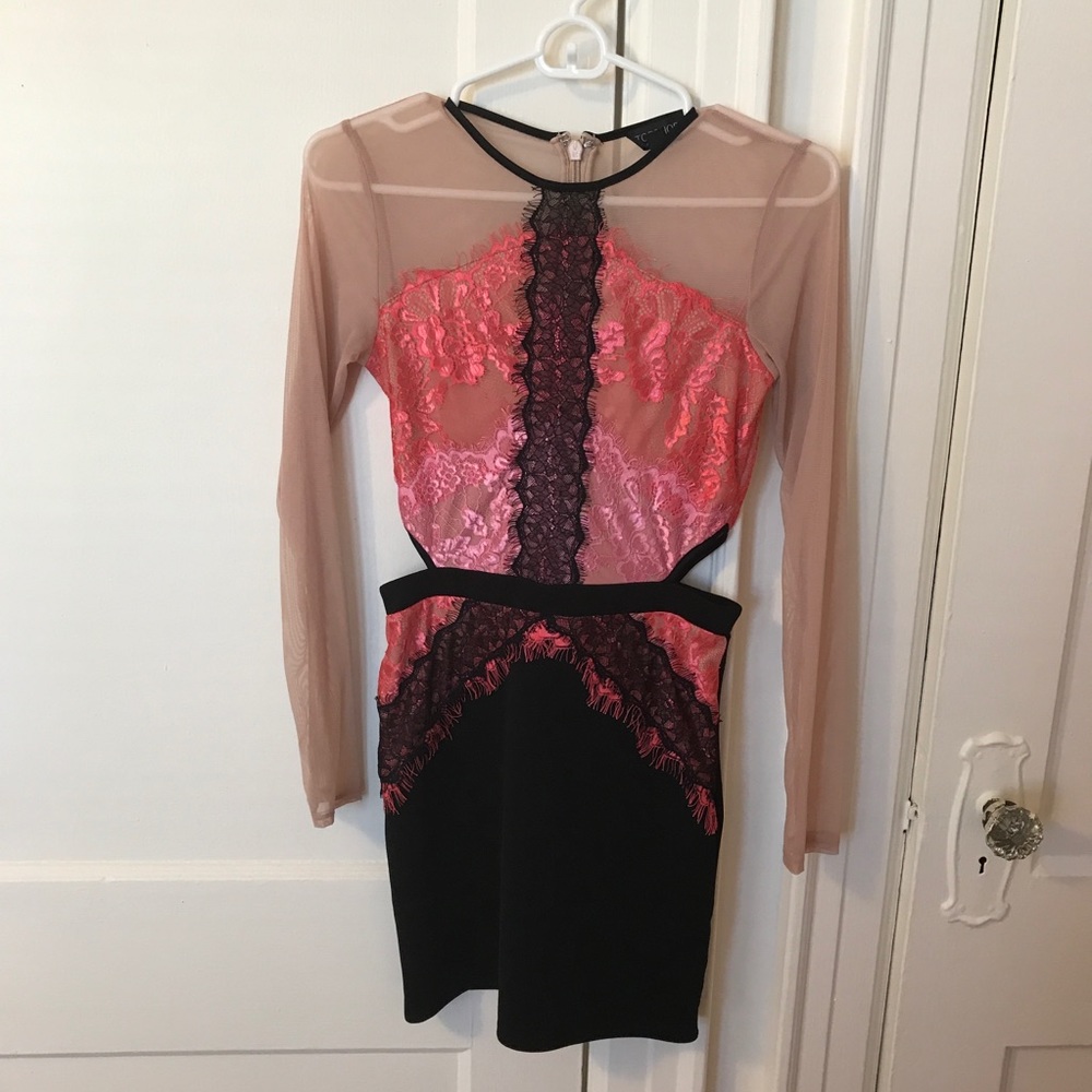 Top Shop Lace Long Sleeve Bodycon Dress