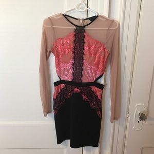 Top Shop Lace Long Sleeve Bodycon Dress