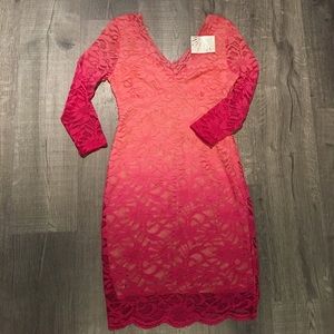 Pink ombré lace dress