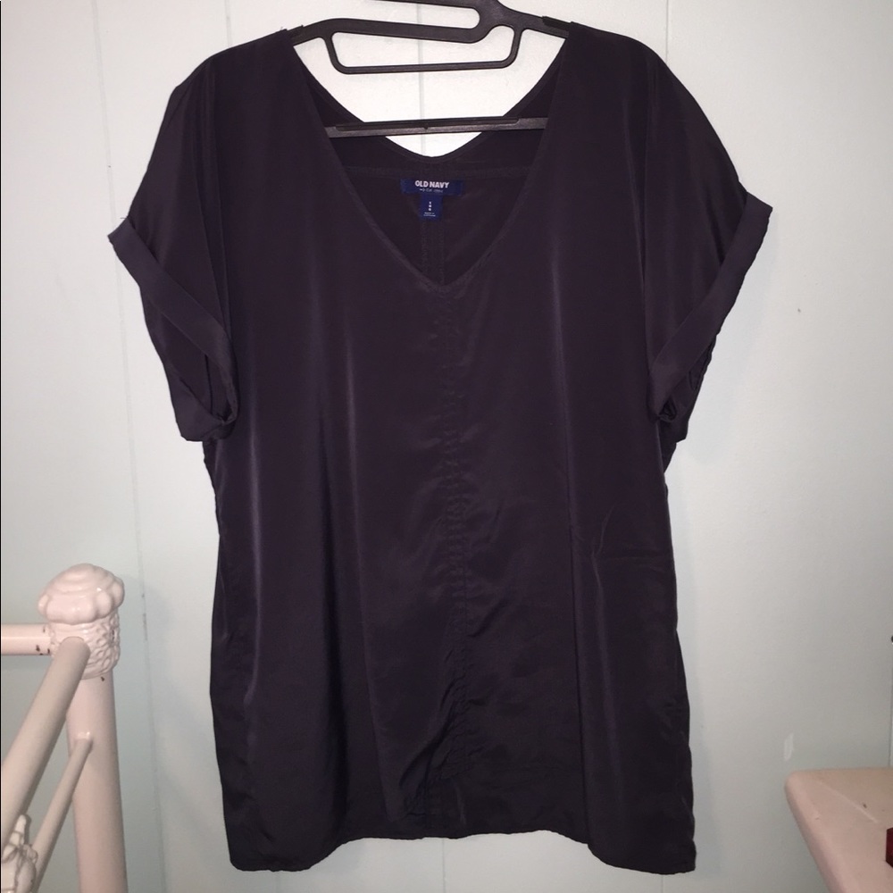 SILKY DARK GRAY/BLACK LOOSE/OVERSIZED VNECK TOP