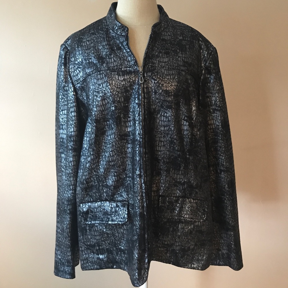 Alfred Dunner Metallic Reptile Print Coat