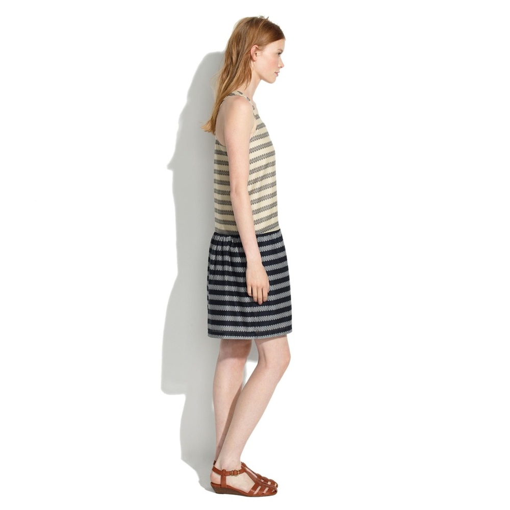 Madewell Drop-Waist Dress in Trellis Stripe - Picture 2 of 3