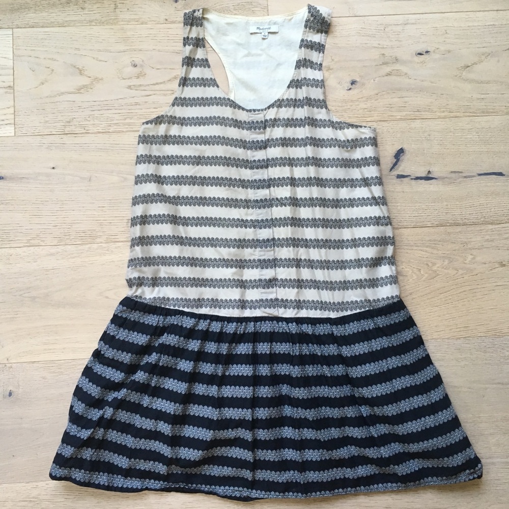 Madewell Drop-Waist Dress in Trellis Stripe - Picture 3 of 3