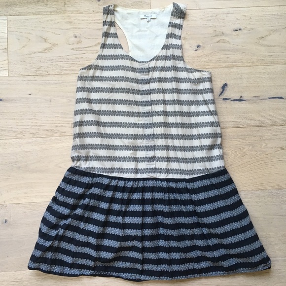 Madewell Drop-Waist Dress in Trellis Stripe - Picture 3 of 3
