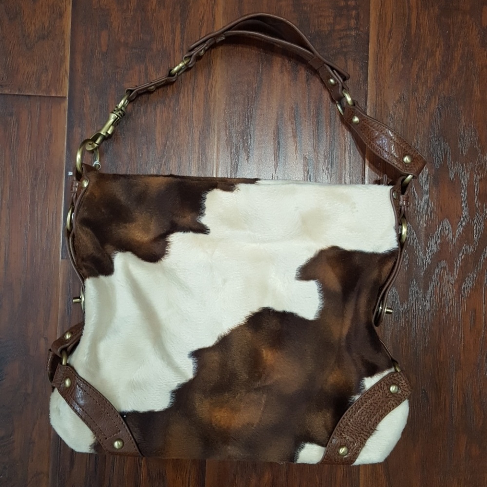 Cow hide inspired purse