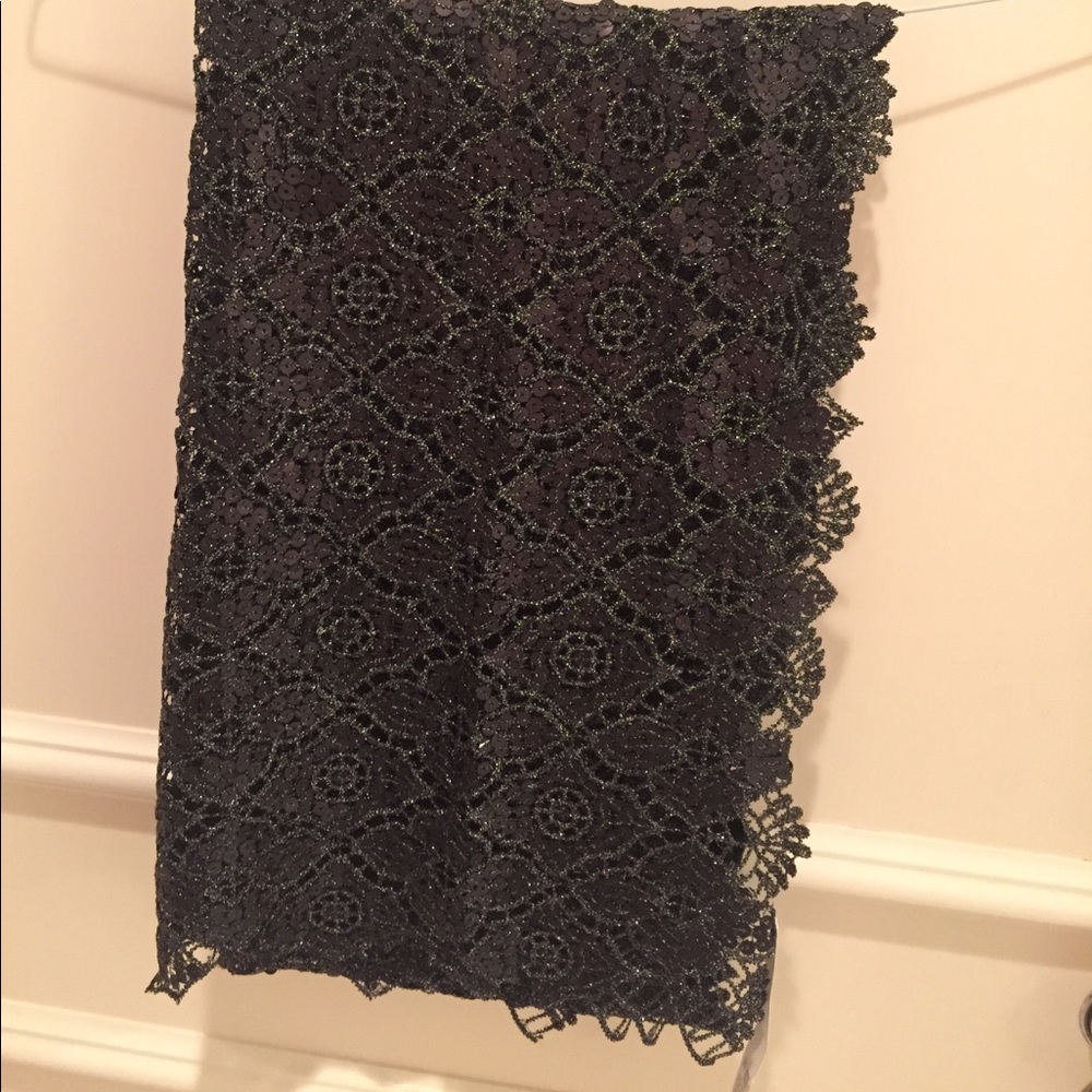 Black Sequin Lace Scarf