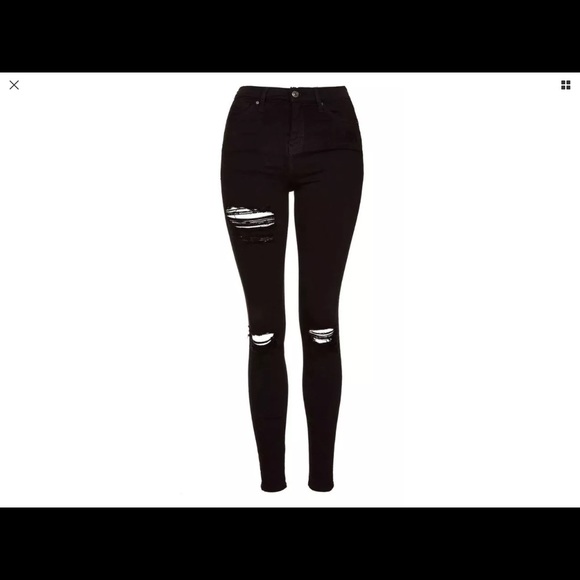 Topshop Denim - TOPSHOP destroyed high rise skinny ankle black NWT