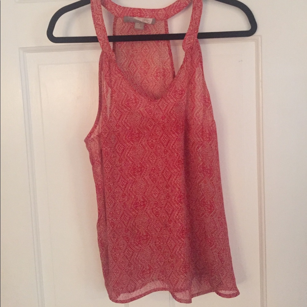 Red and white patterned tank forever21