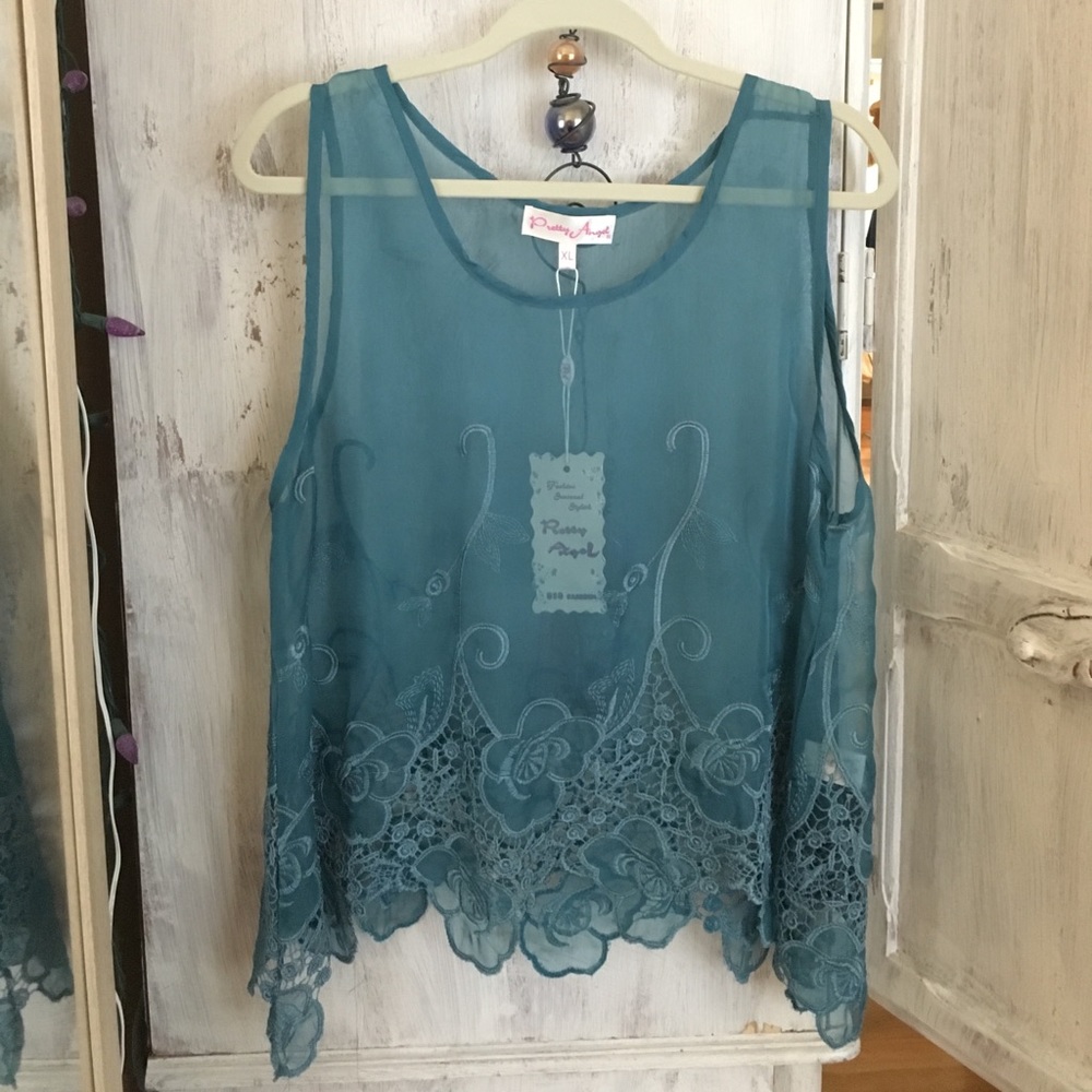 Pretty Angel silk blend sheer shell