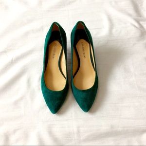 Gianni Bini Dark Green Suede Heels, Size 7.5