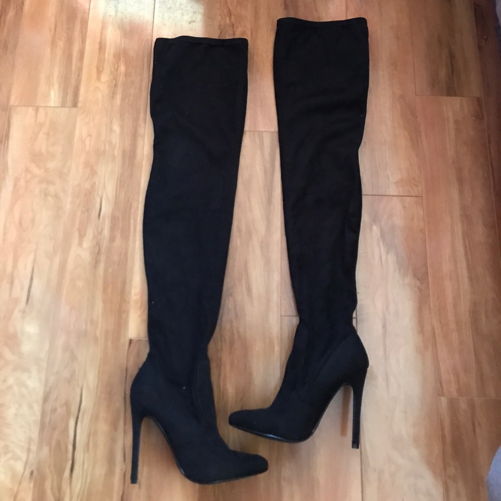 Black thigh high boots