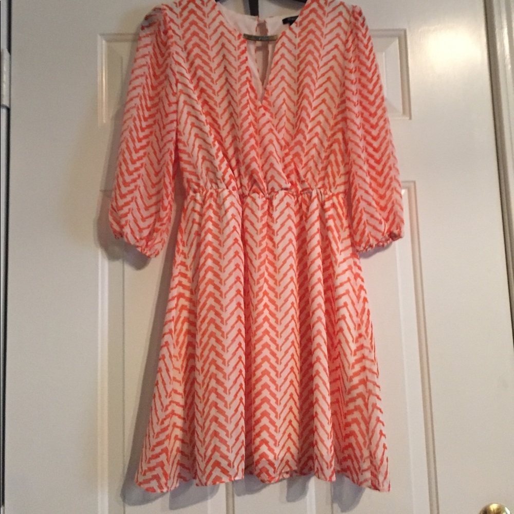 Orange and white chevron dress
