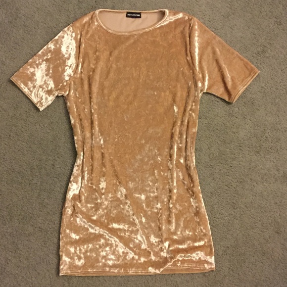 Gold Velvet T-shirt Dress - Picture 1 of 1