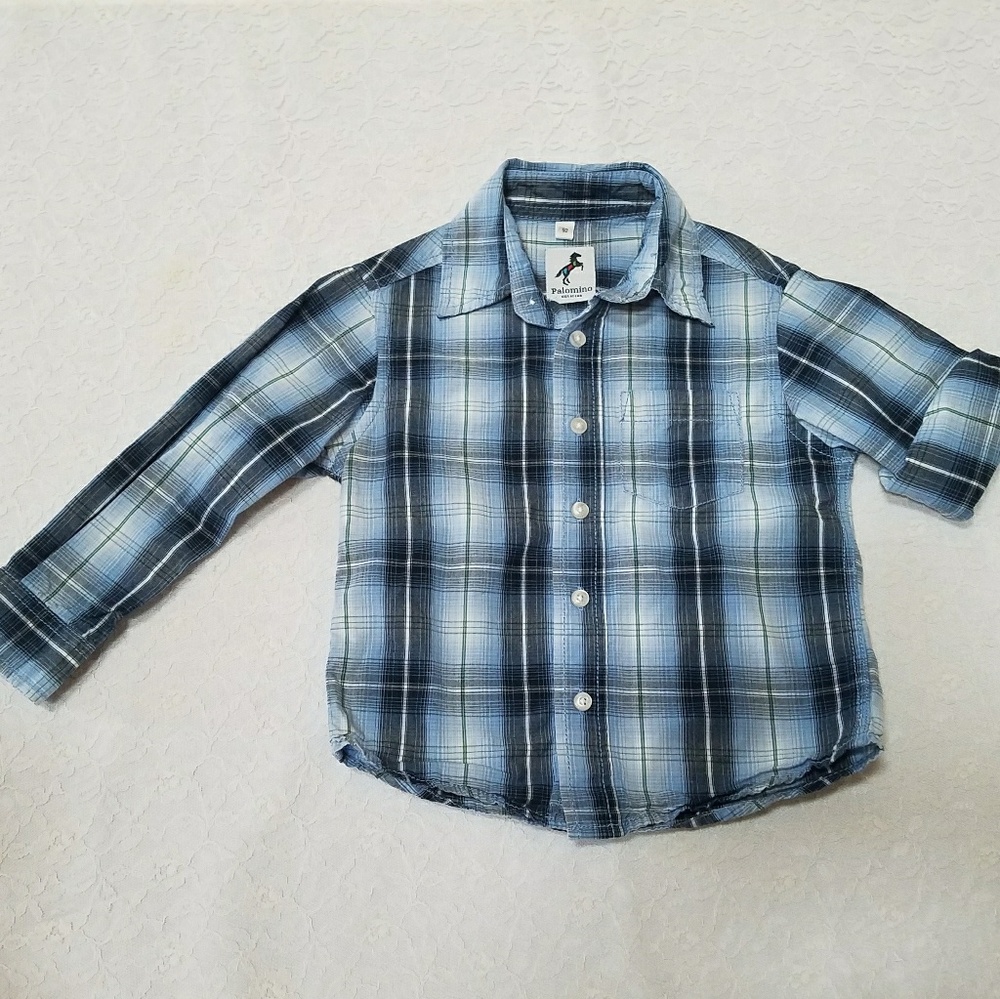 Palomino Blue Plaid Button Down Dress Shirt 18mo