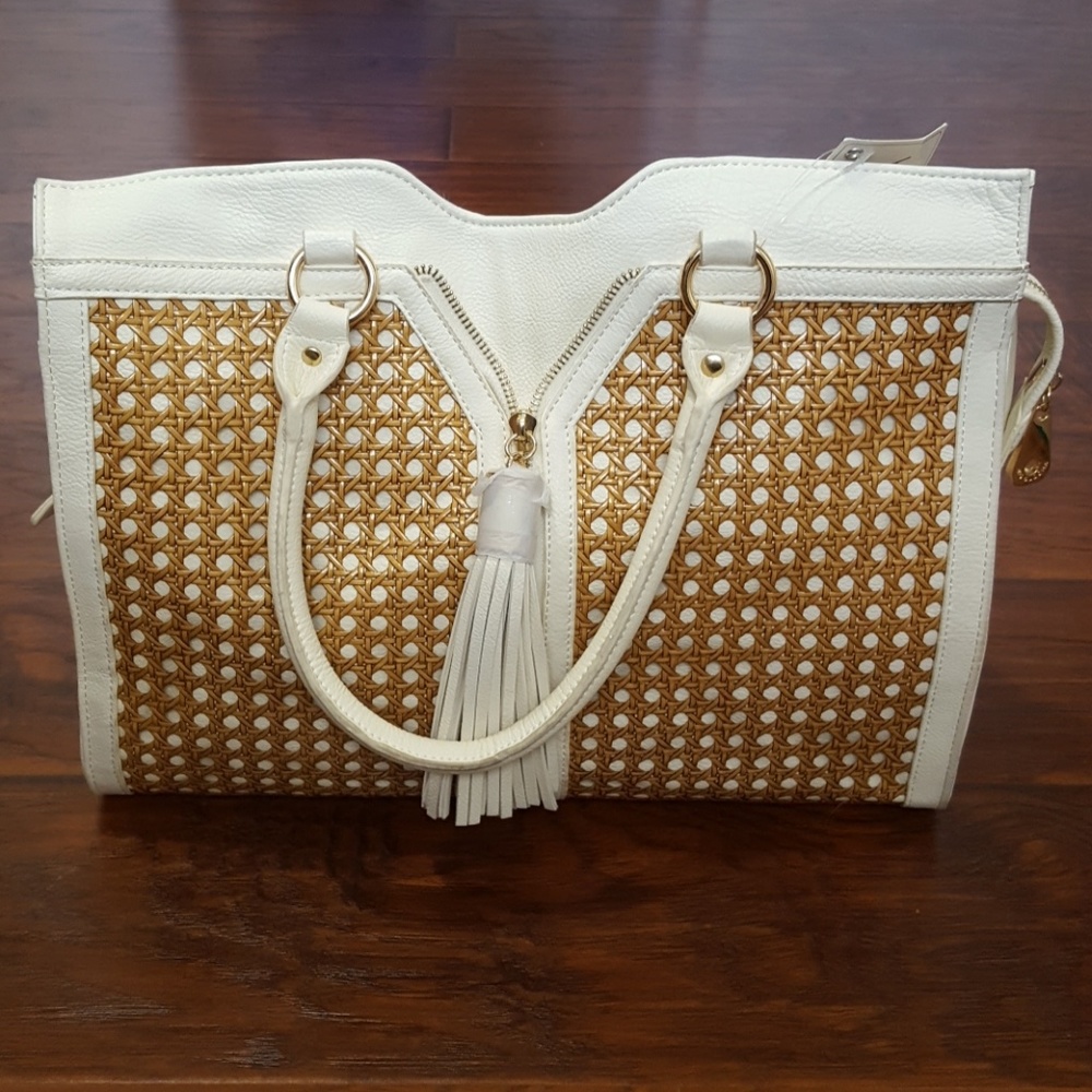 Ivory, straw purse