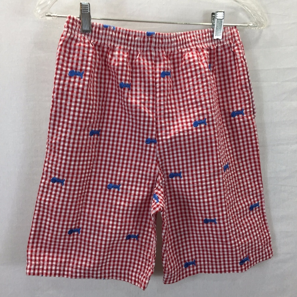 Boys Shorts Embroidered Fishbones Sz 7-8 Nautical
