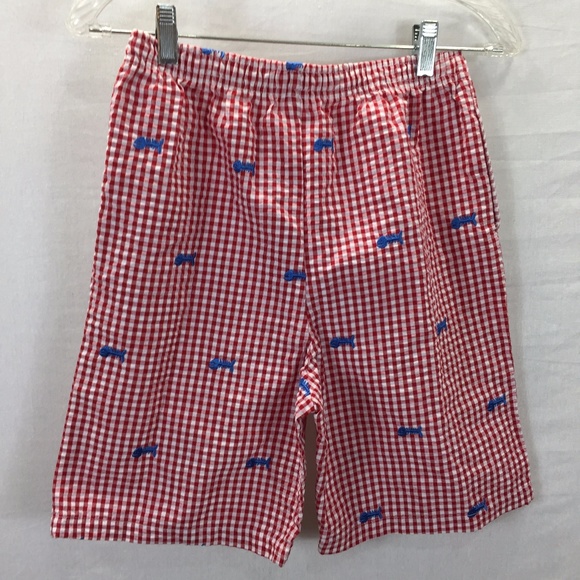 Boys Shorts Embroidered Fishbones Sz 7-8 Nautical - Picture 1 of 4