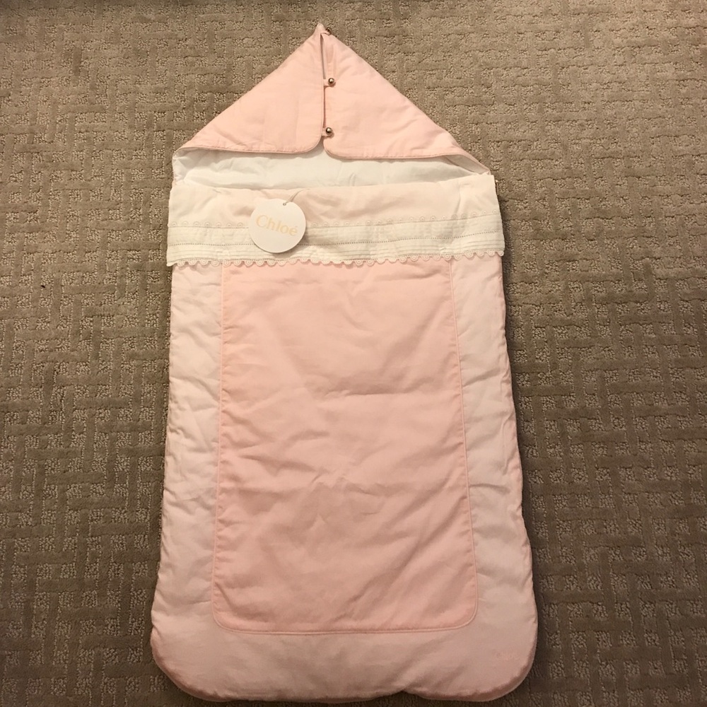 Chloe pink/white baby girl sleep sack.