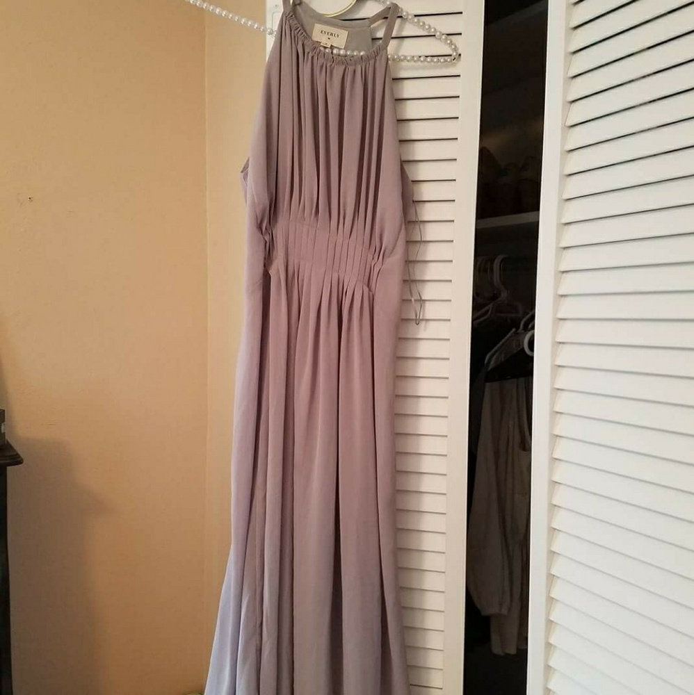 Grey Tea Length Bridesmaid Dress Size 6