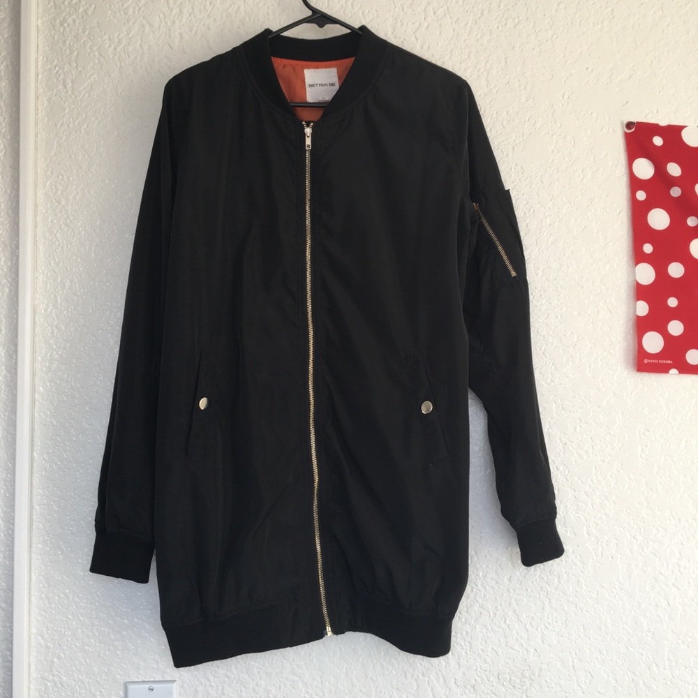 Long Black Bomber Jacket