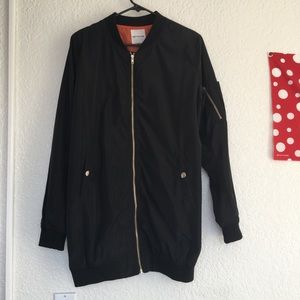 Long Black Bomber Jacket