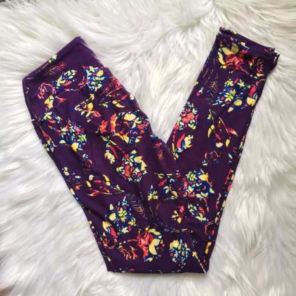 LuLaRoe OS Floral Rose Leggings