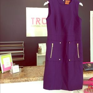 Tory Burch Petra Double-Crepe Dress Purple