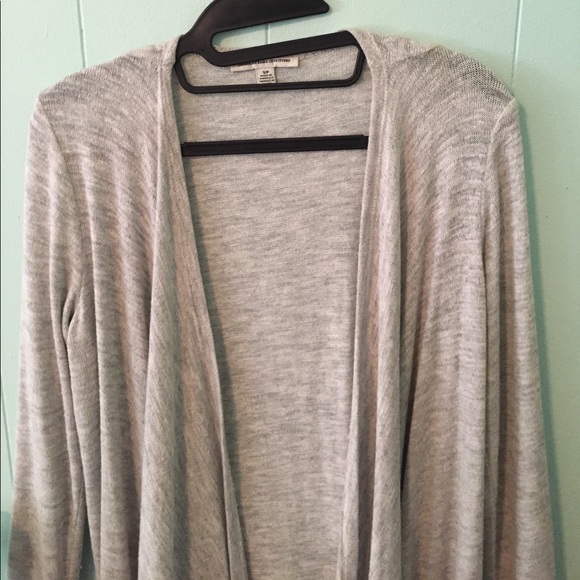 LIGHT GRAY/CREAM AEO CARDIGAN - Picture 4 of 5